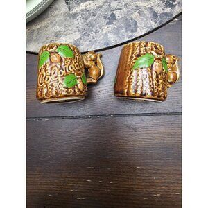 Anco Ceramic Squirrel Tree Log Souvenir Colorado Salt Pepper Shakers Japan Vtg